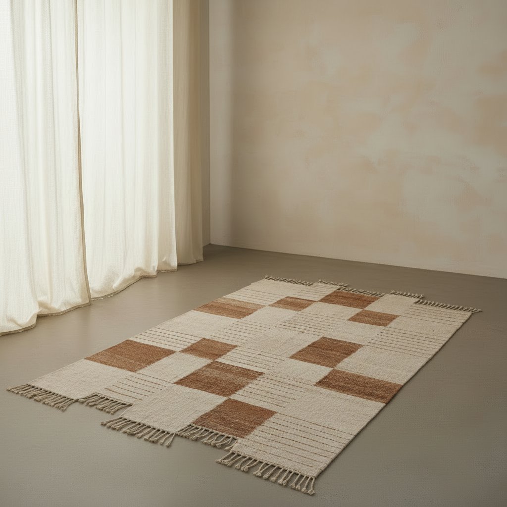 Nordic Room with Palsta White & Brown Rug
