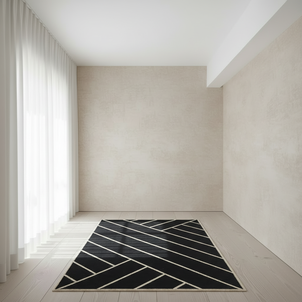 Nordic space with VK-2 black rug