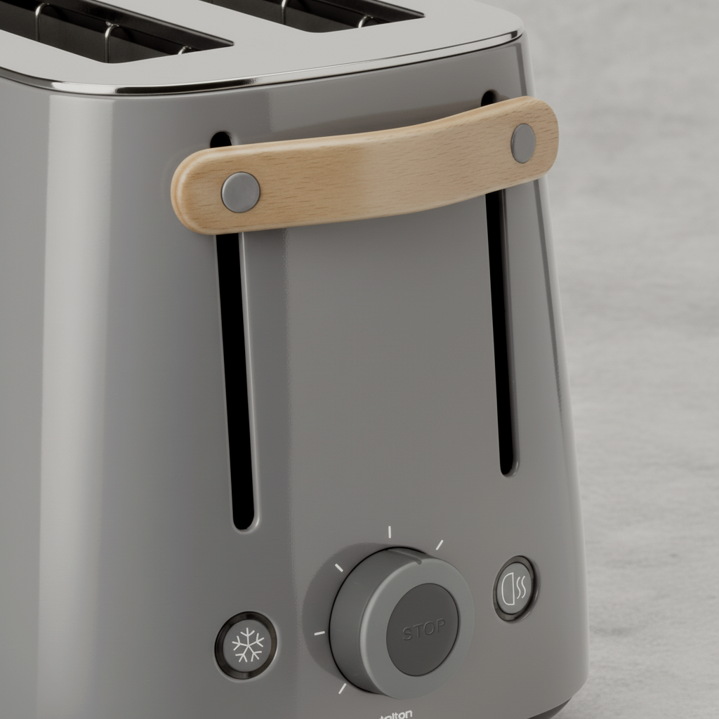 Emma Toaster - Grey with Wood Handle