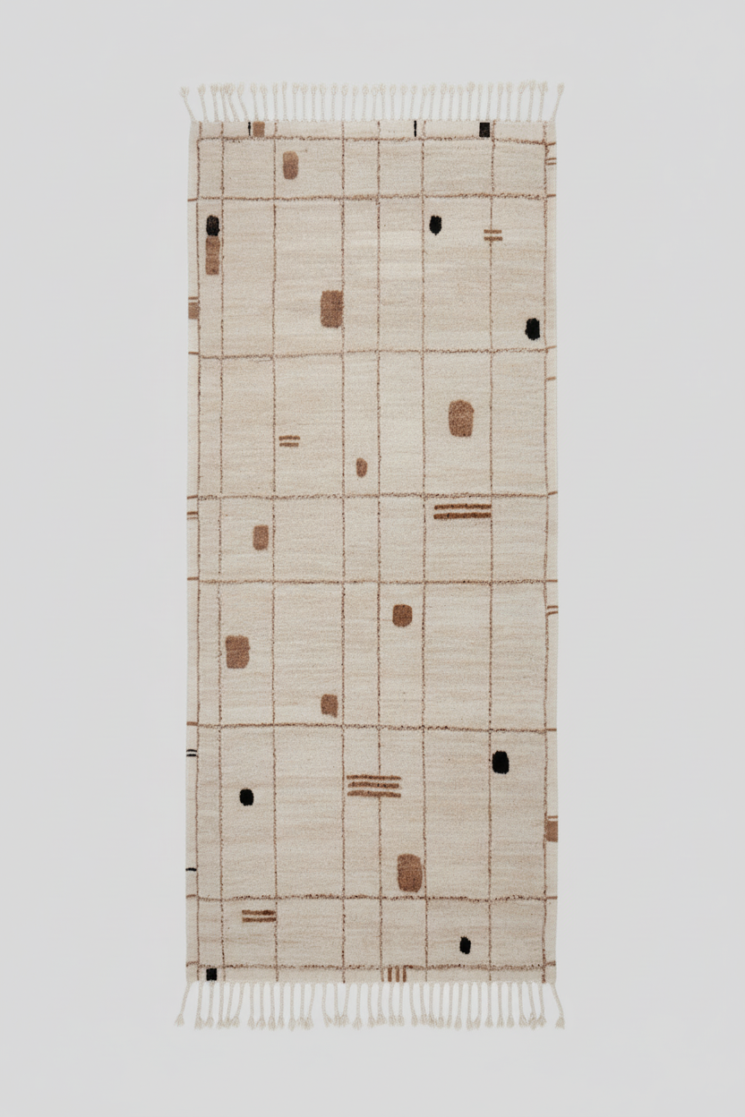 Virta - White, Brown & Black - Hand Knotted Rug