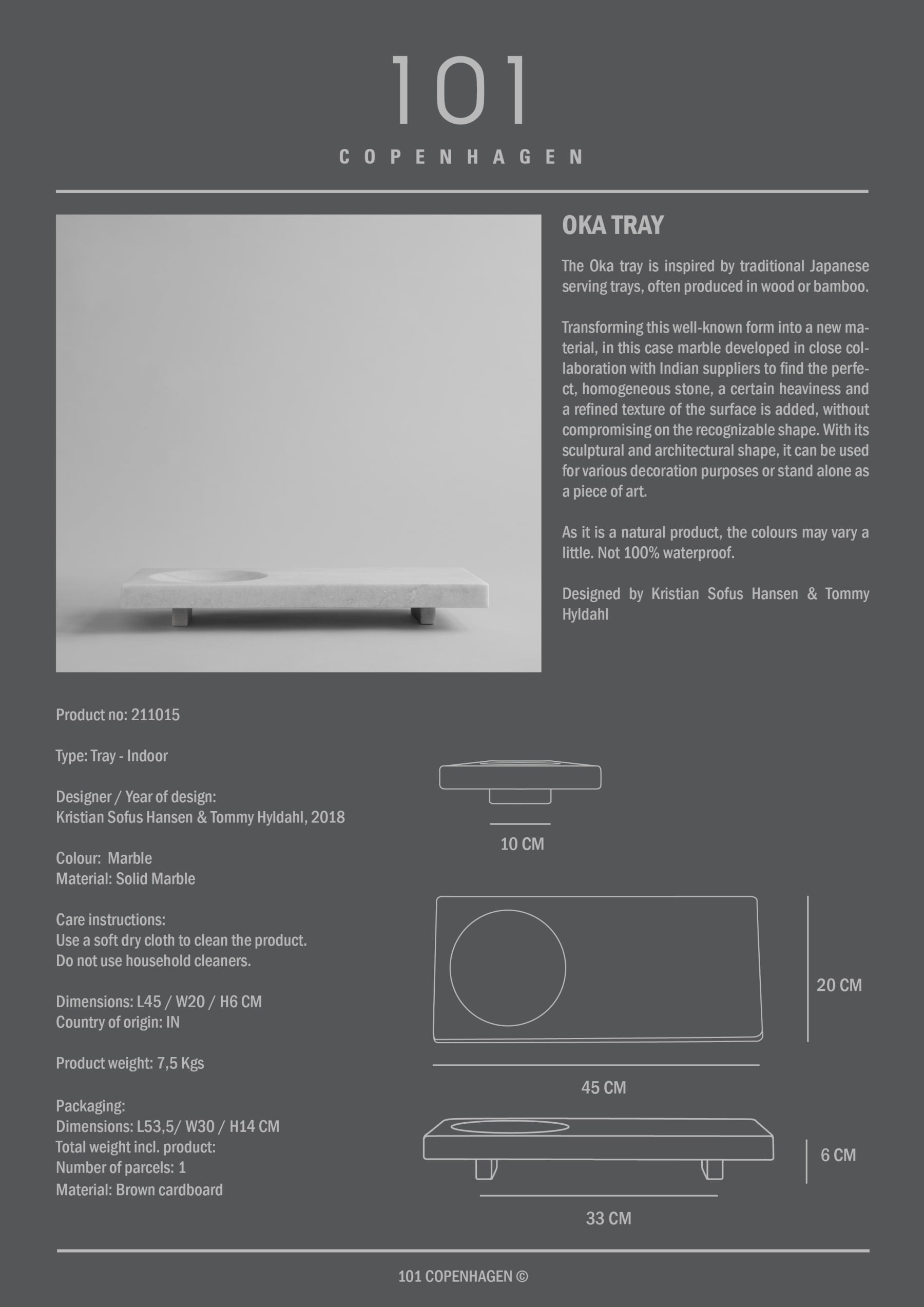 Oka Tray Marble - White