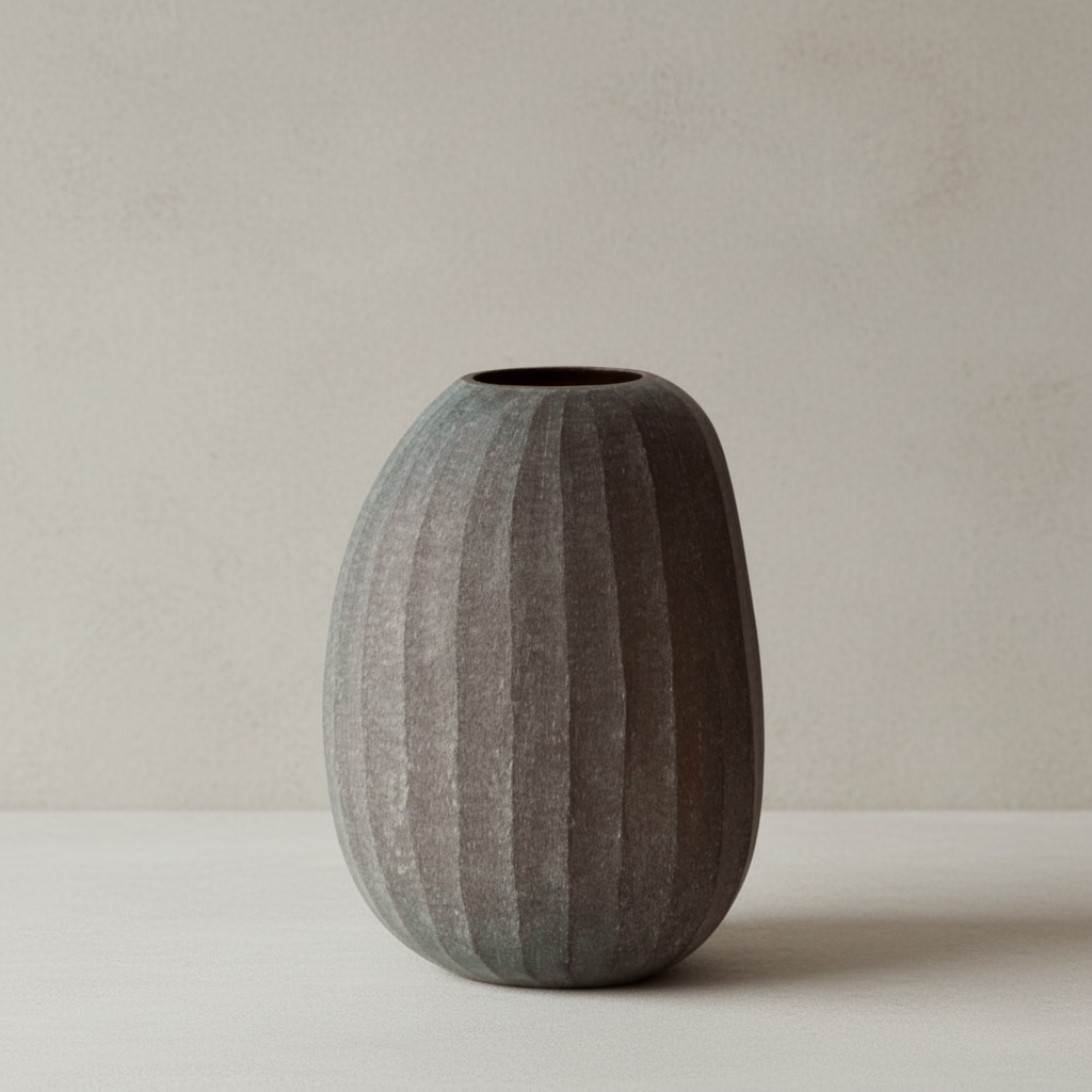 Organic Vase 04 - Smoke on limewash background