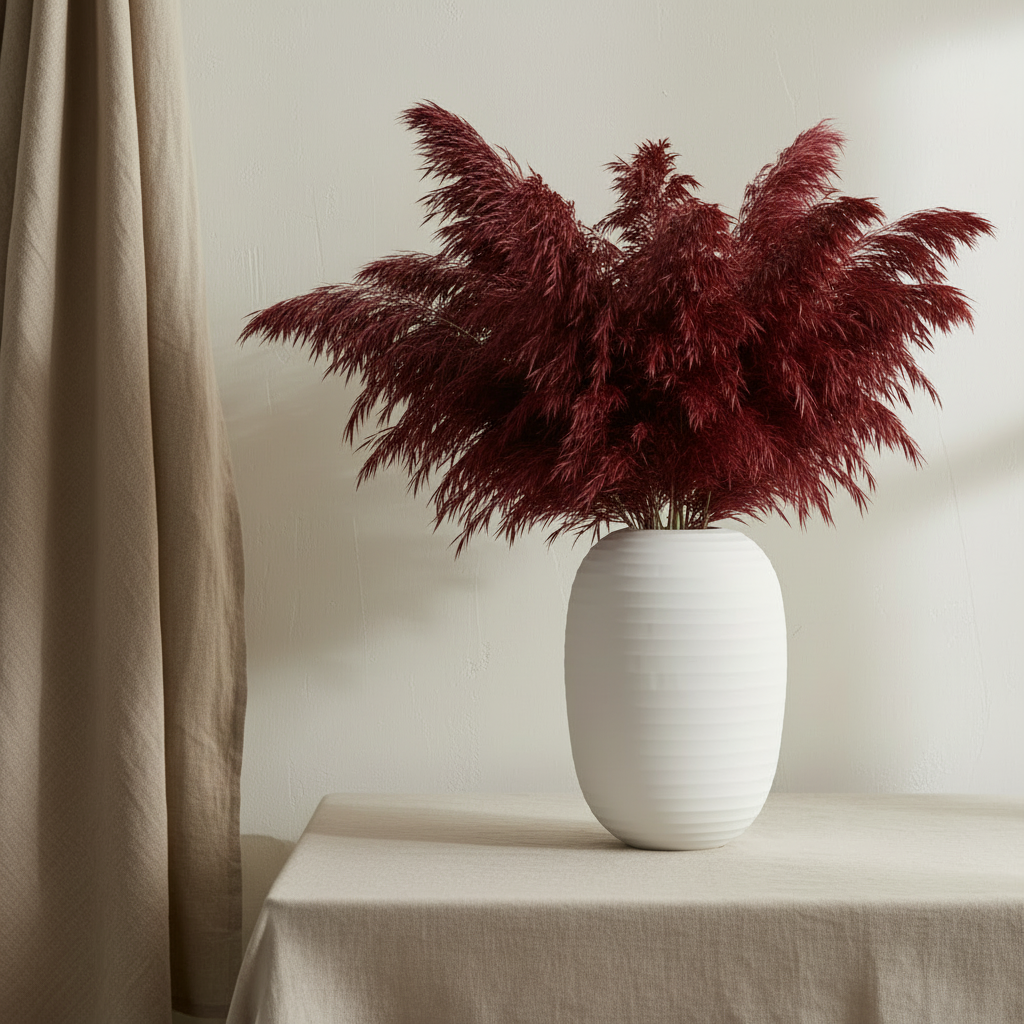 Organic Vase 07 with Burgundy Pampas