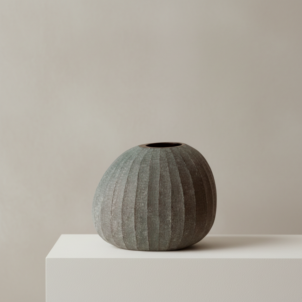 Organic Vase on White Beam Podium