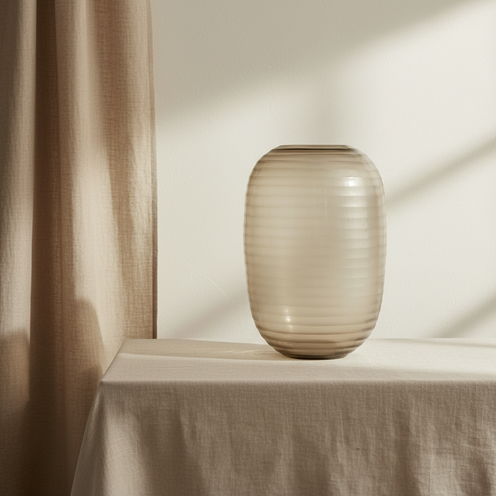 Organic vase with Belgian linen backdrop