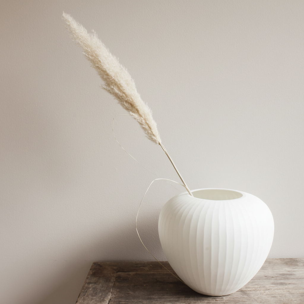 Organic Vase with Pampas Grass