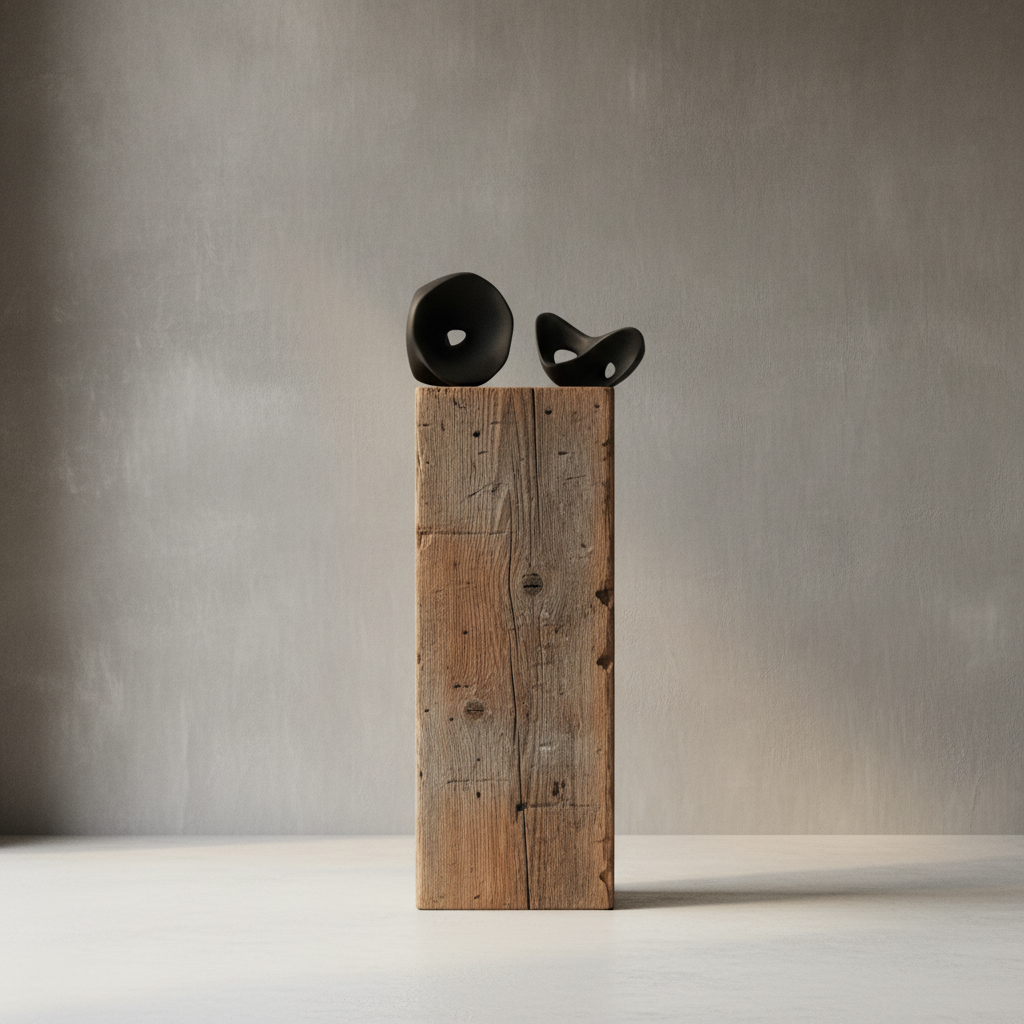 Ori Sculptures on Barn Beam Podium