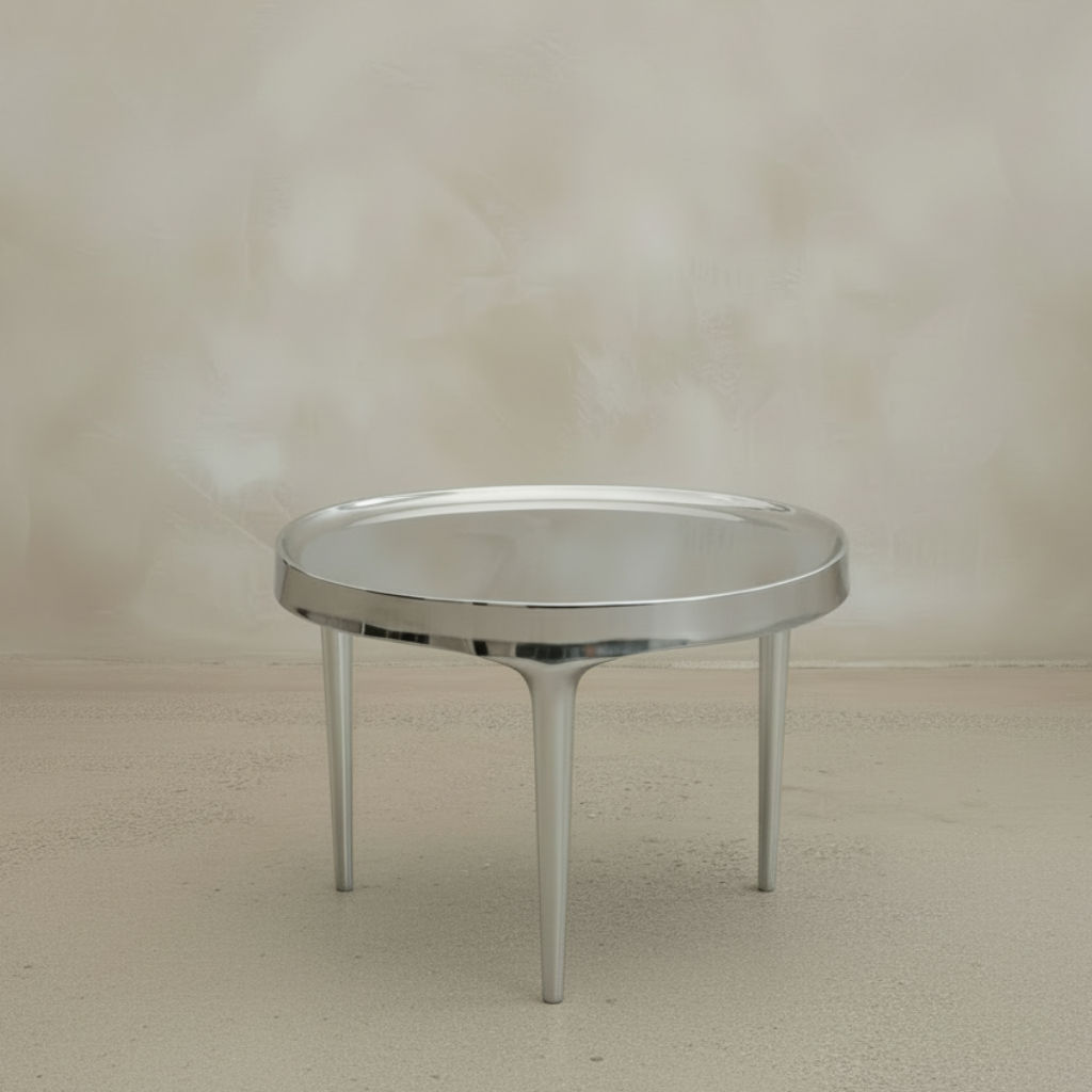 Phantom Table Chrome Low — Ivory Limewash