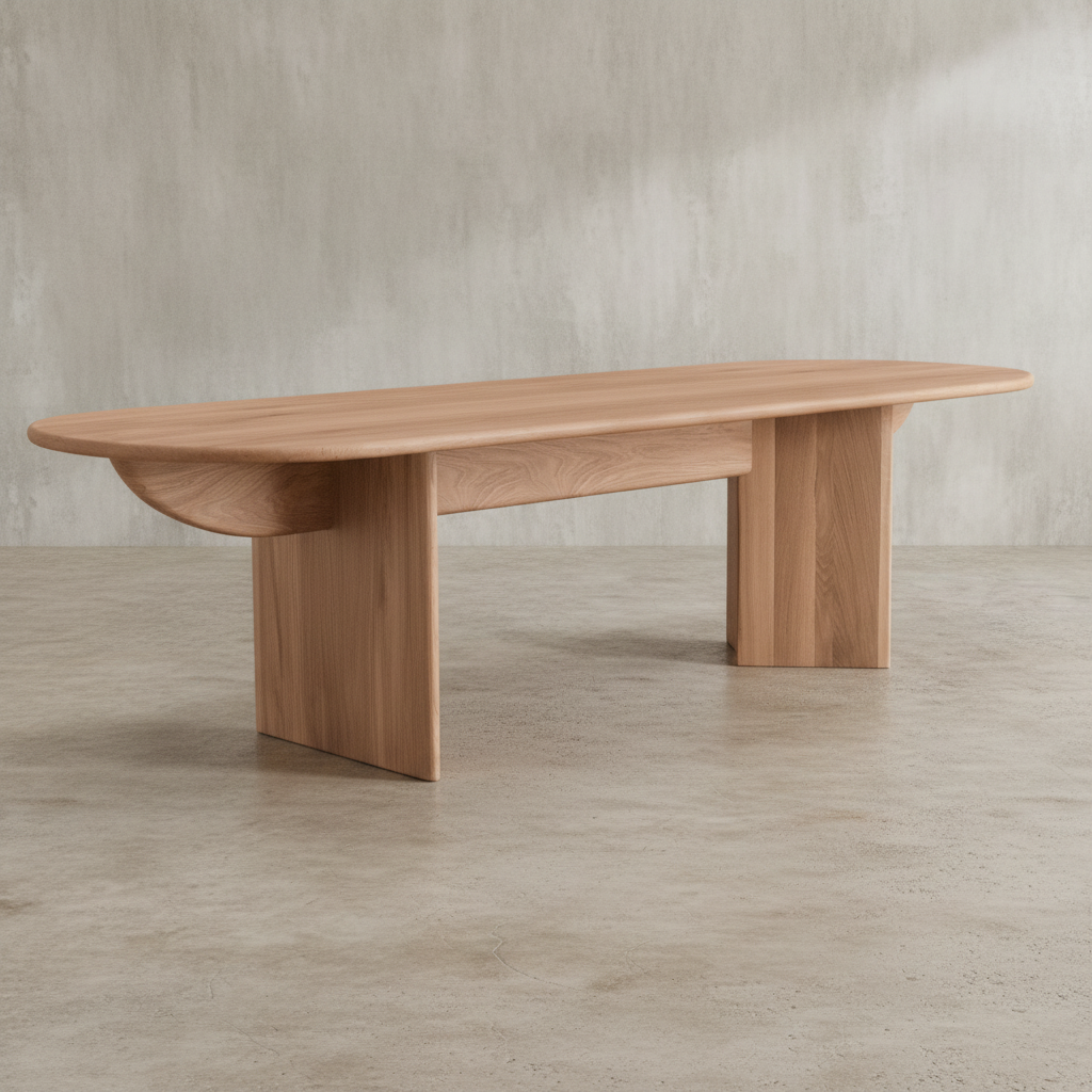 Pillabout Dining Table 3/4 Angle with Curved Support
