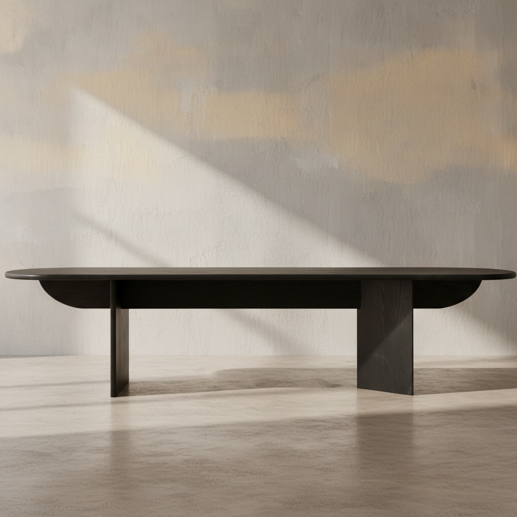 Pillar Table 04 Black front view with thin profile leg