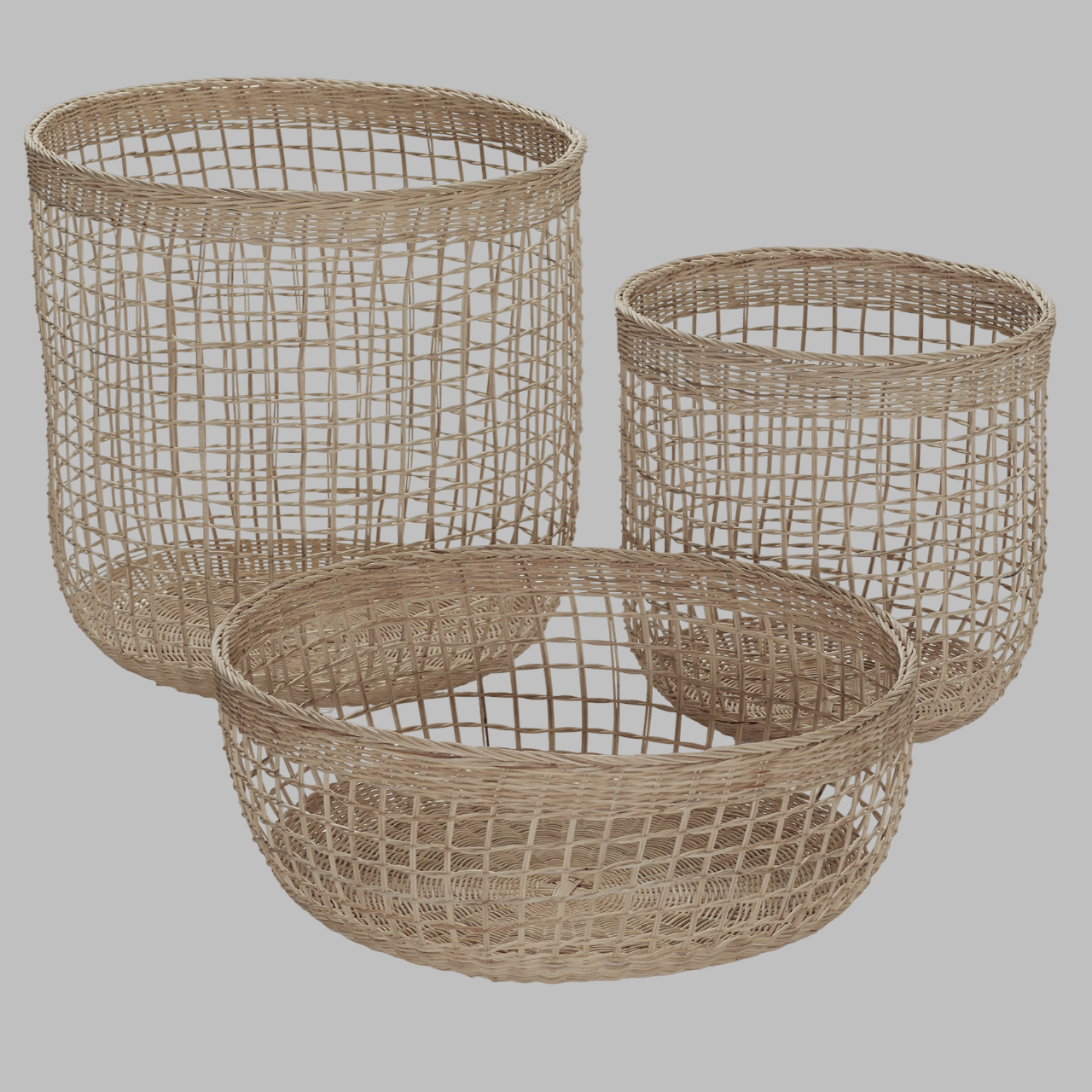 Rattan baskets, set of 3