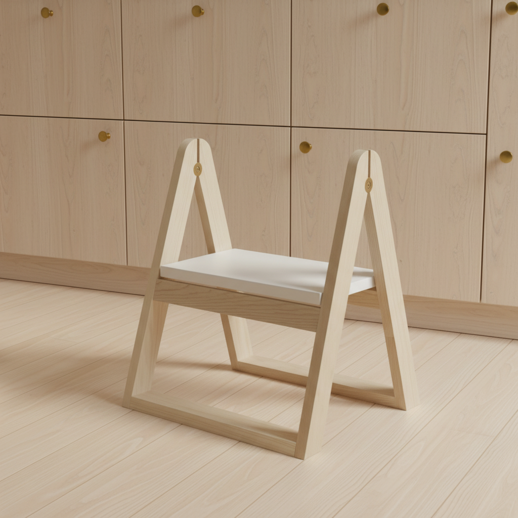 REECH Step Stool — Bleach Blonde Kitchen with HiHat Mini Brass Knobs