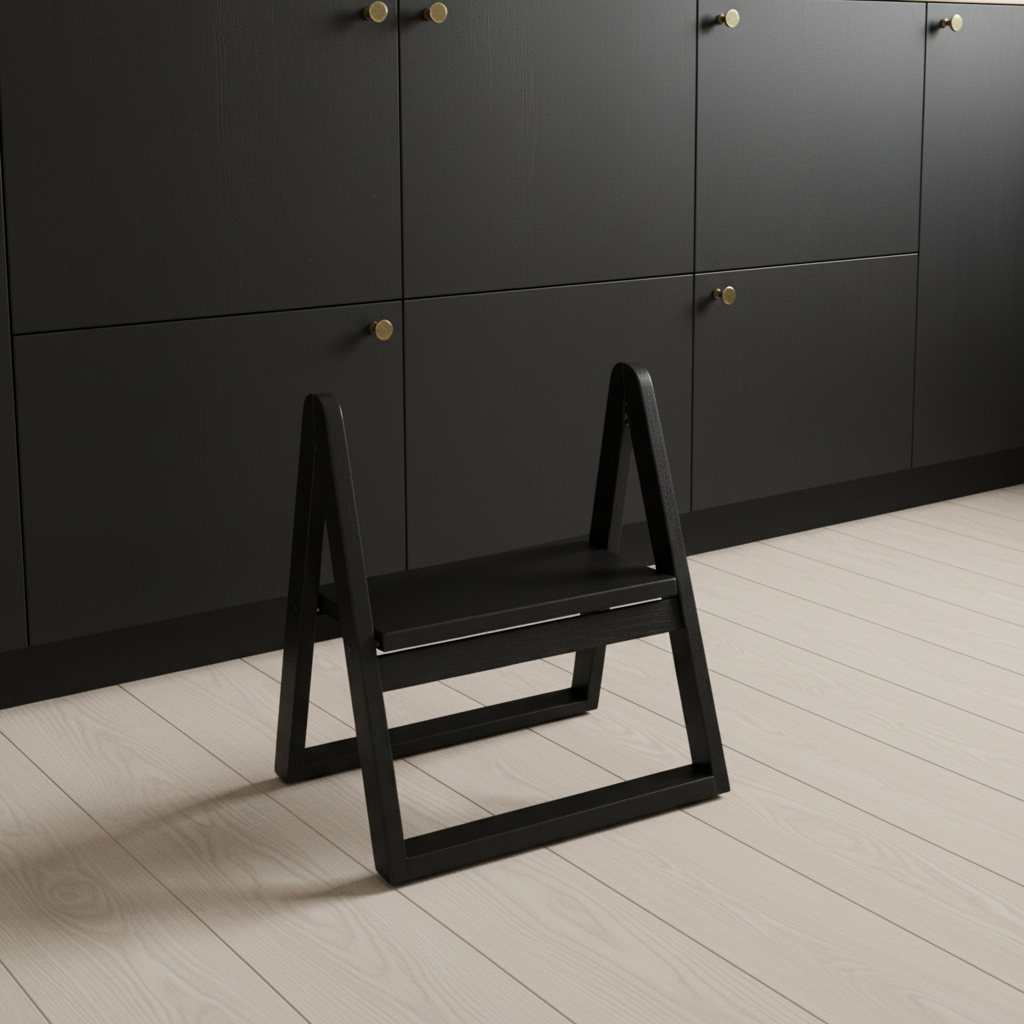 REECH Step Stool — Yukisaki Black Cupboard Vignette