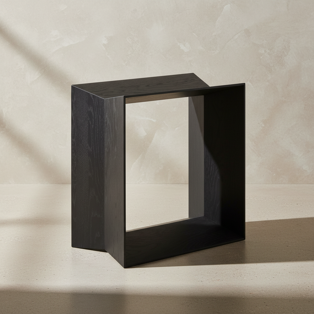 Reflex Stool in Black Lacquer on Nordic Backdrop