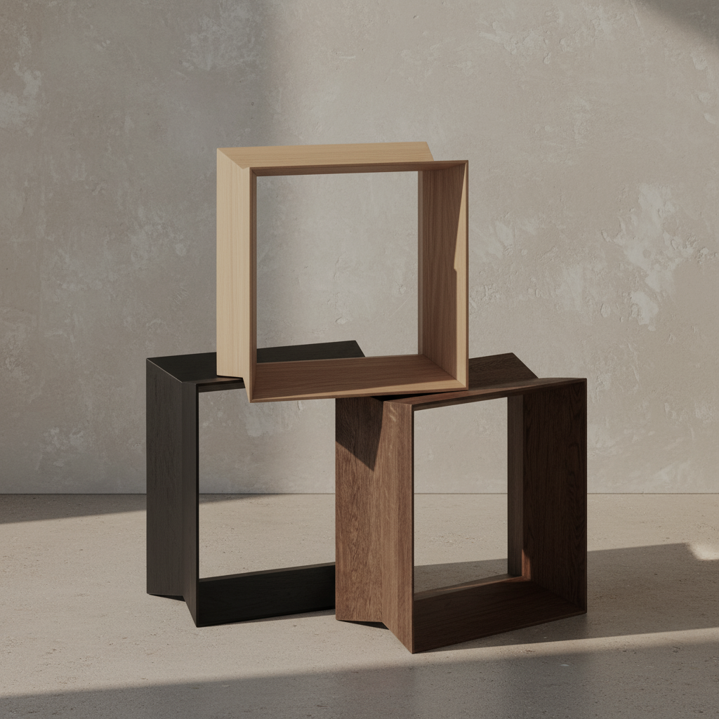 Reflex Stool - Matte Black Lacquer Solid Oak