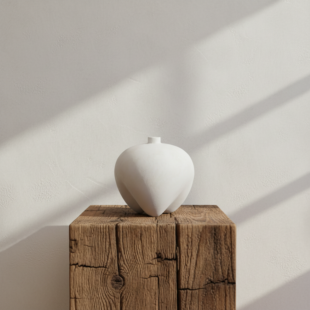 Rustic barn beam podium with vase