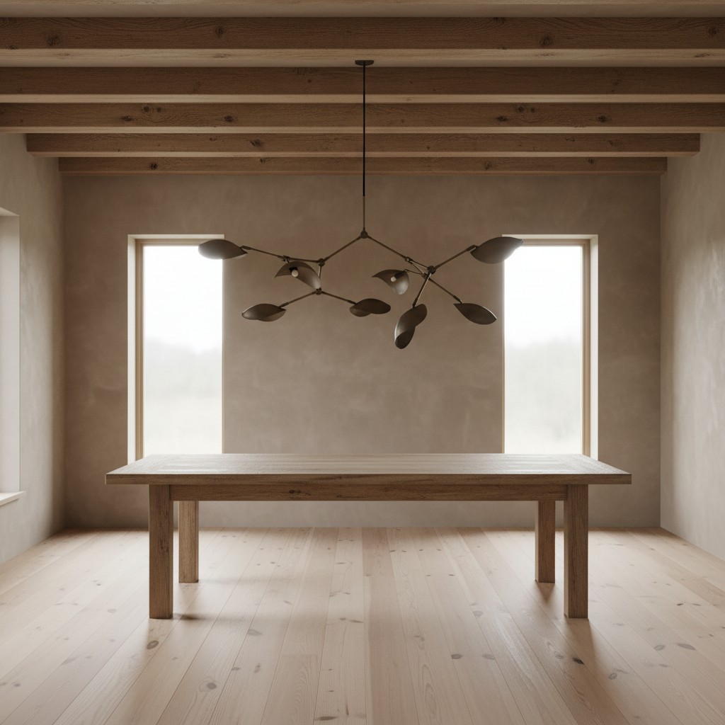 Rustic dining room with Stingray Chandelier
