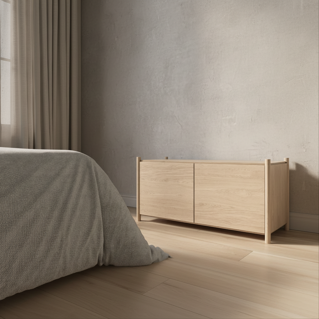 SCEENE Cabinet – Clean, Beige-Grey Lime-Wash Wall