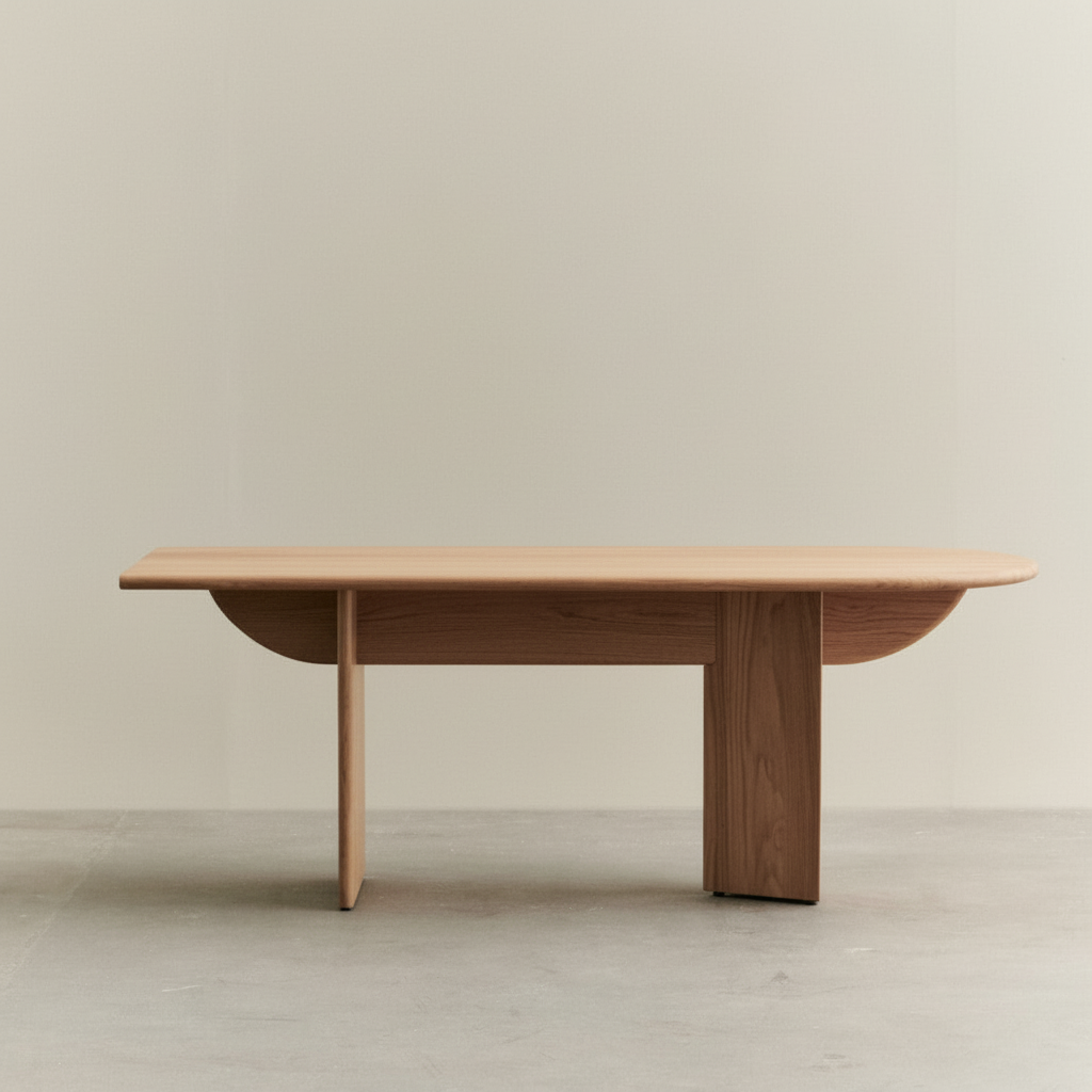 Sculptural oak desk without accessories