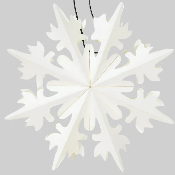 Holiday Ornament - Sustain Folding Snowflake Pointy, White (Box of 6)