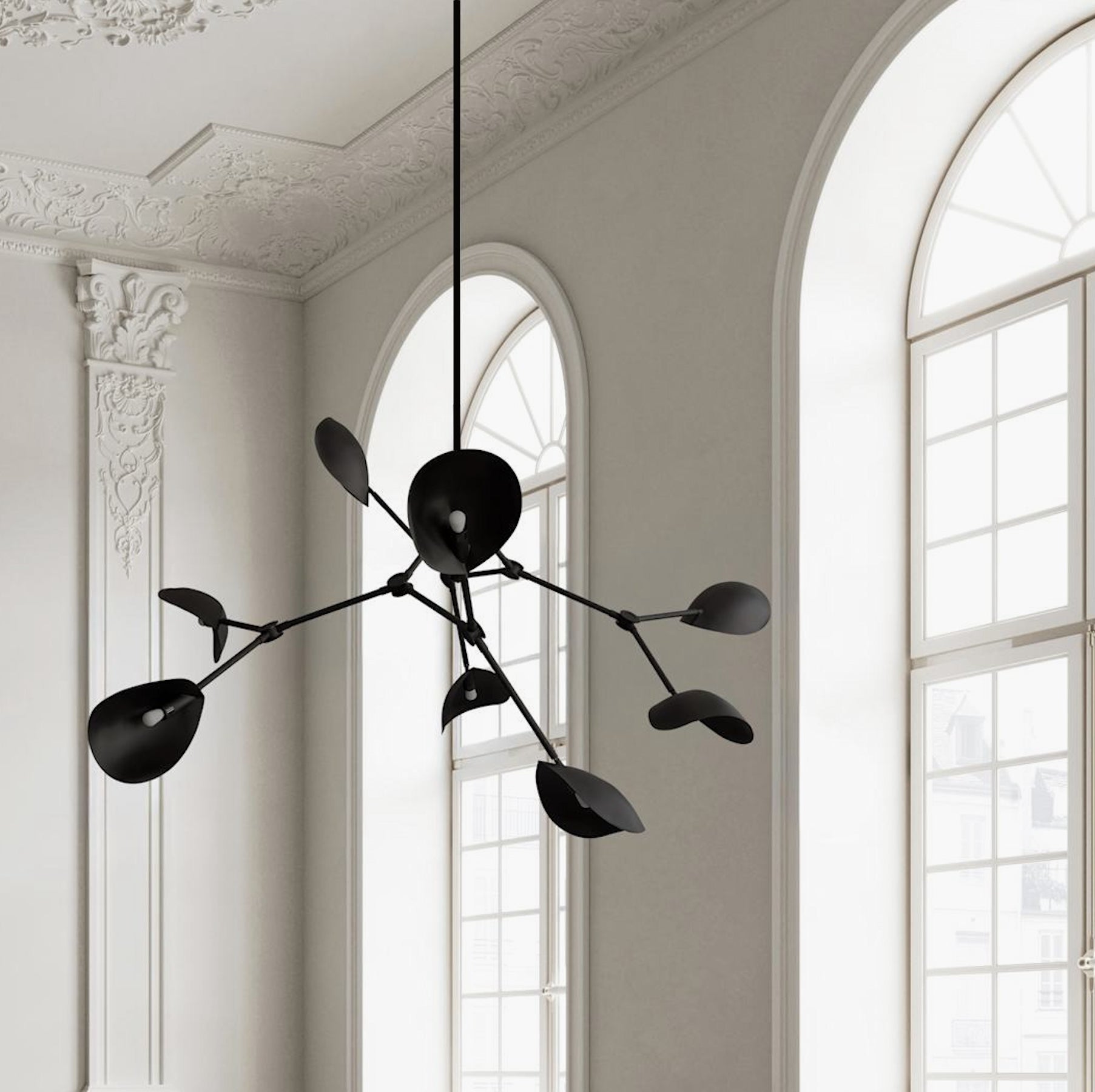 Stingray Chandelier - Burned Black with Rods