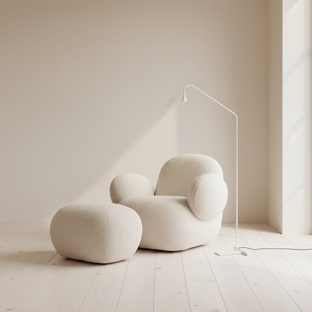 Studio Setting with Austere Floor Lamp & Toe Chair