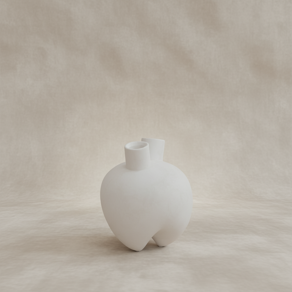 Sumo Vase, Horns - Bone White