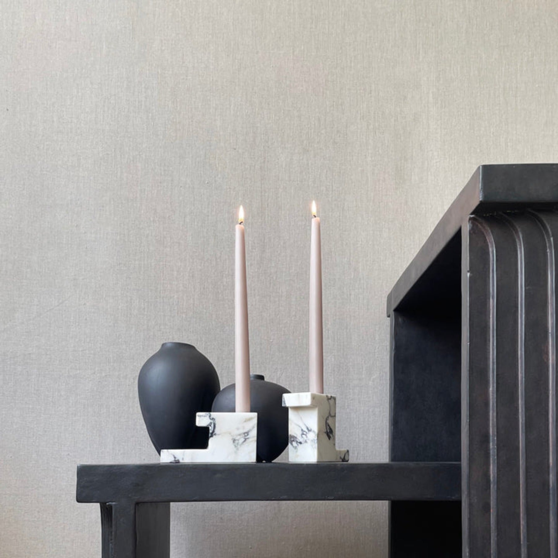 Brick Candleholder, Tall - Calacatta