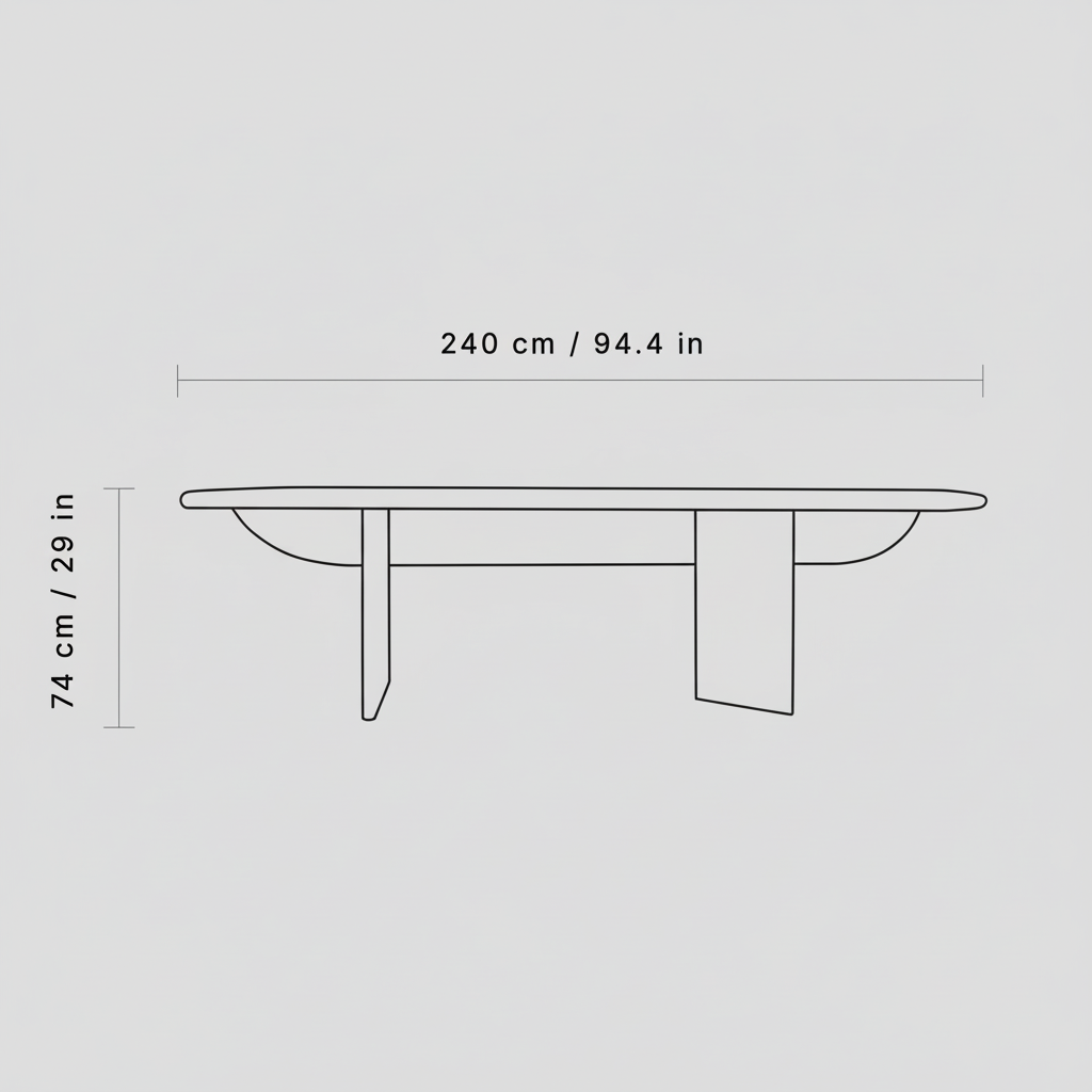 Table diagram with accurate leg design