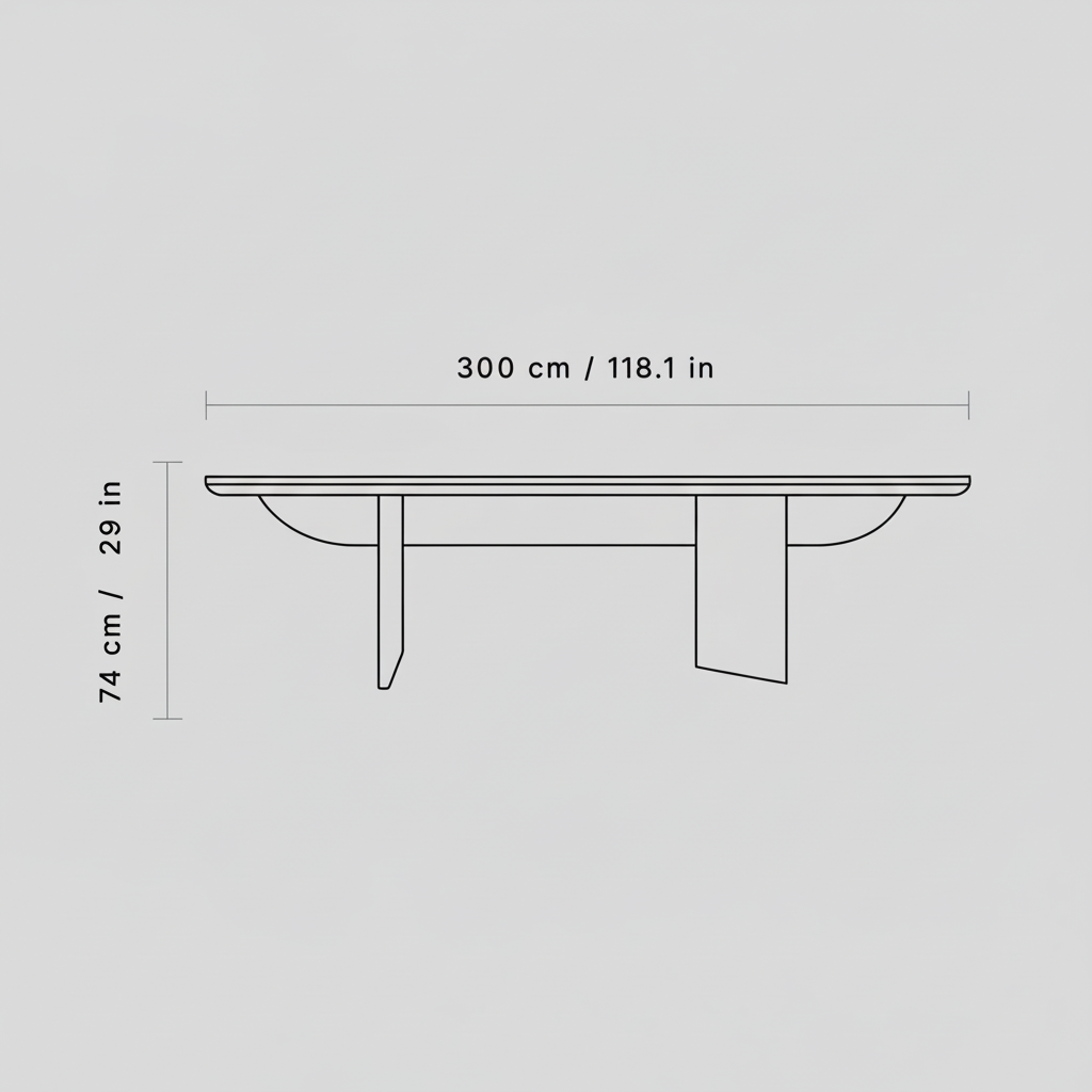 Table dimension diagram with single line tabletop