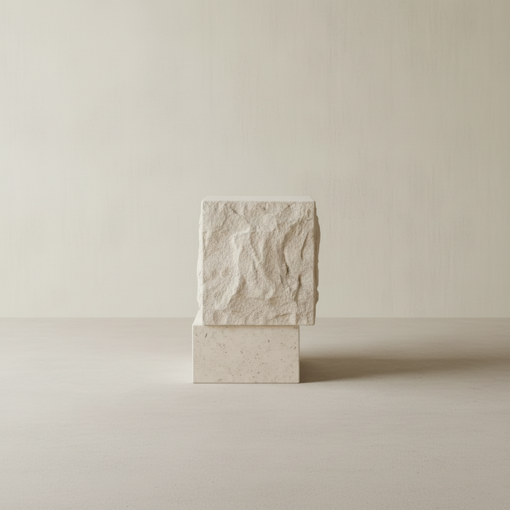 Temple Coffee Table, Tall - Limestone