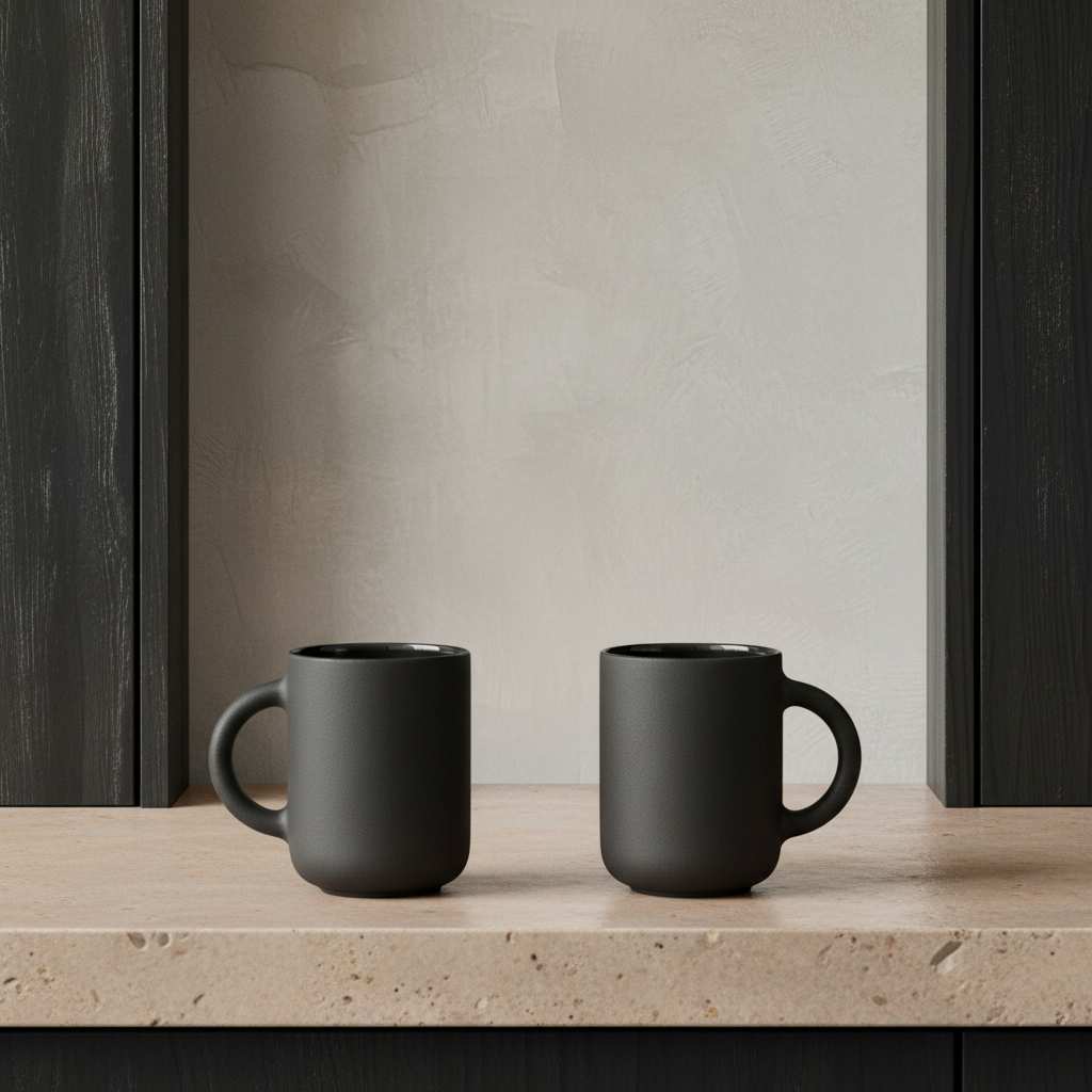 Theo mug, set of 2 - matte black