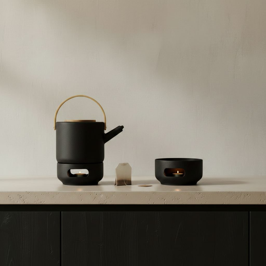 Theo Teapot & Warmer — Side by Side