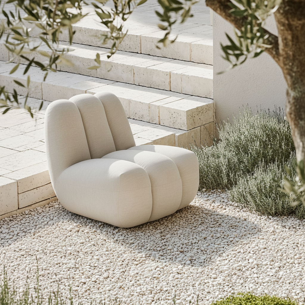 Toe Chair Outdoor in Warm Ash — Garden Scene