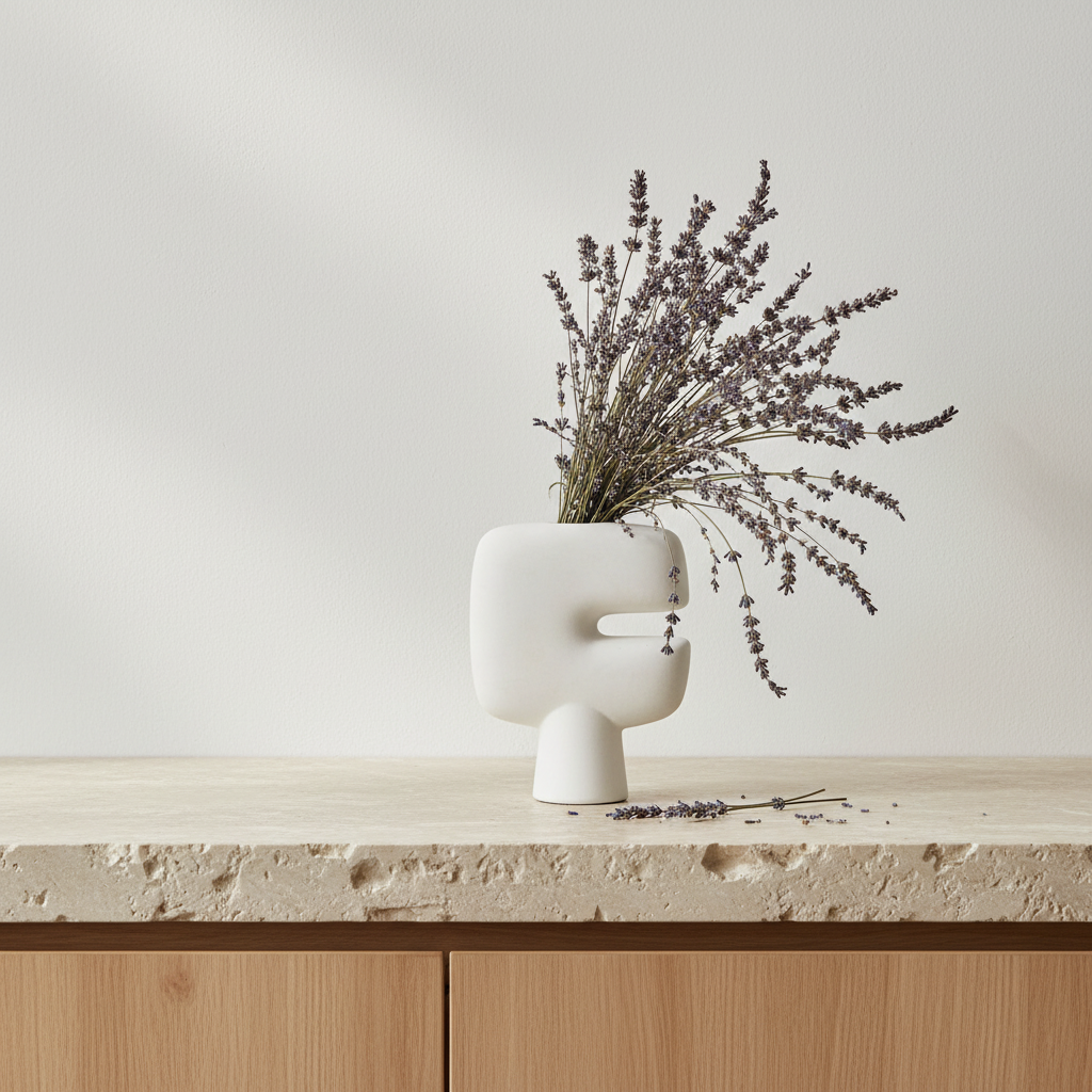 Tribal Vase Mini with Full Lavender Arrangement