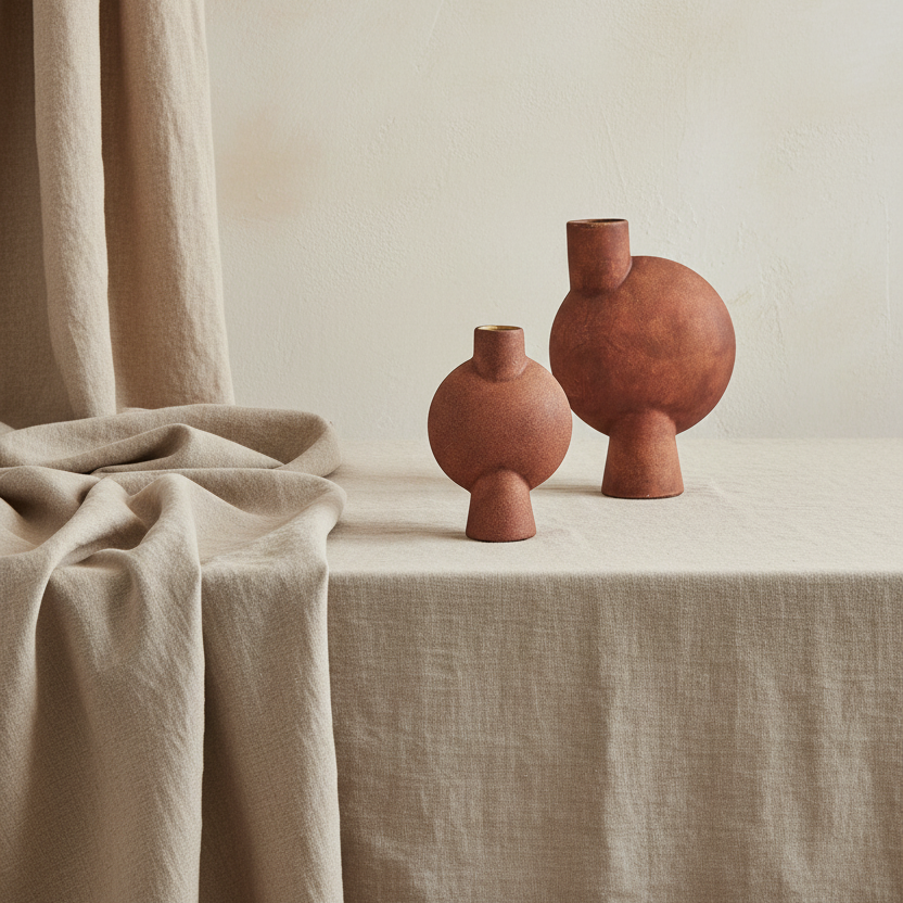 Two Terracotta Sphere Vases Vertical