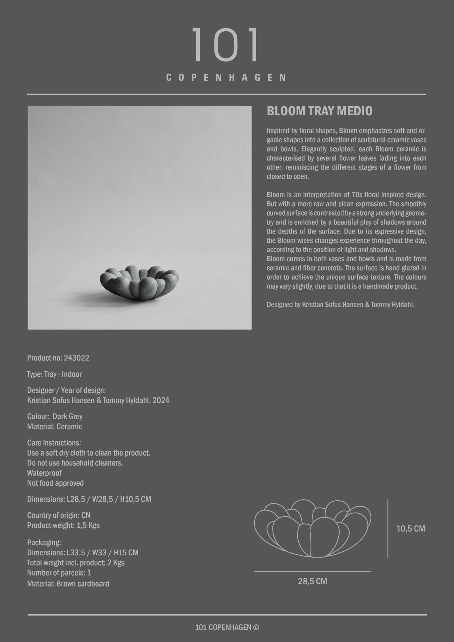 Bloom Tray, Medio - Dark Grey