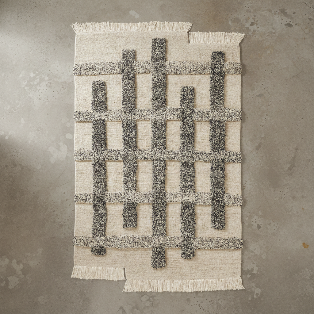 Valli White & Black Rug — Overhead Flat Lay