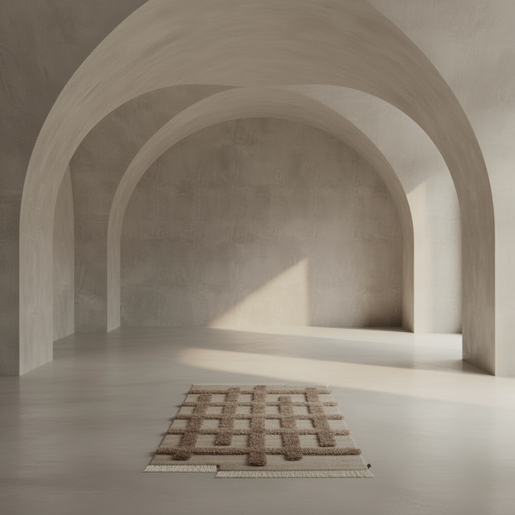 Valli, White + Beige - Hand Knotted Wool Rug