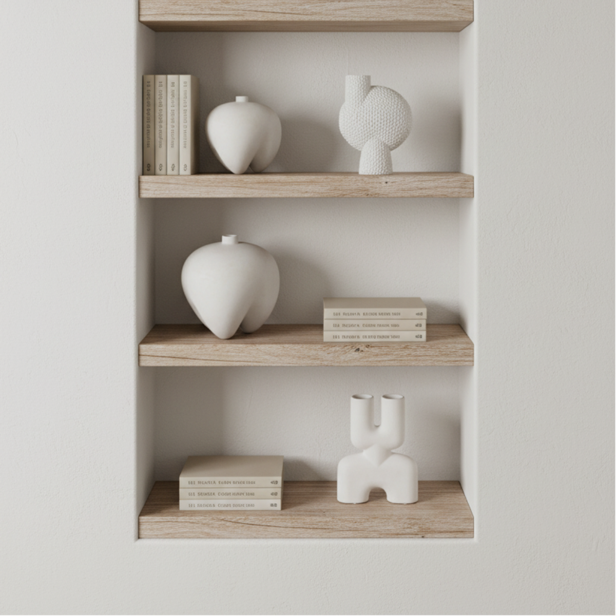 Vertical niche with four products and books