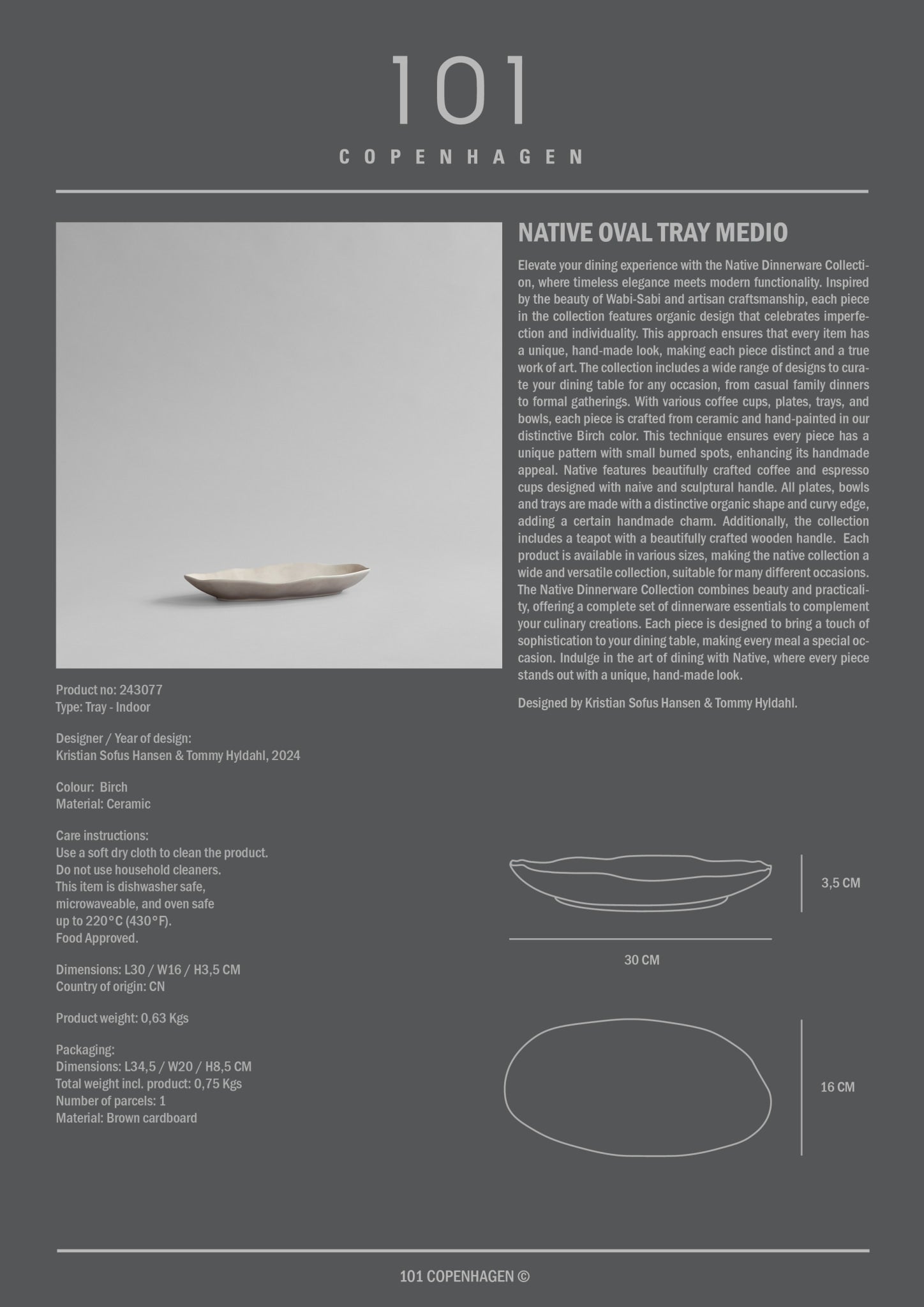 Native Oval Tray, Medio - Birch