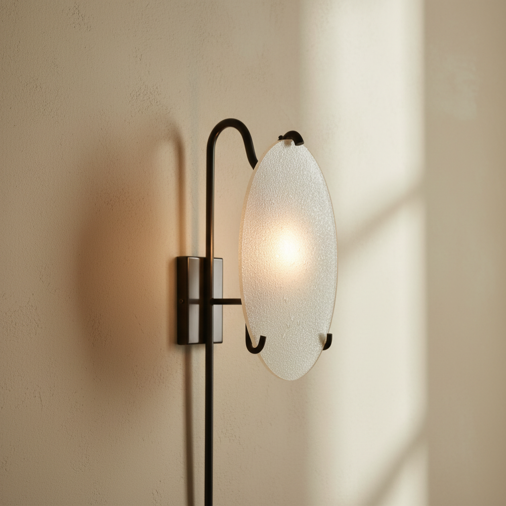 Wall sconce on limewash beige wall