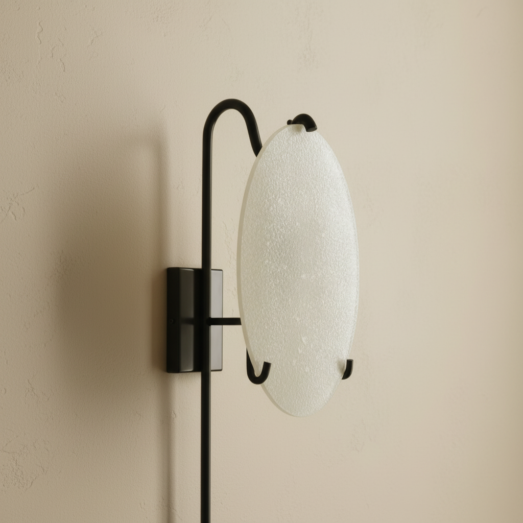 White frosted glass Moon Lantern wall sconce on clean limewash wall