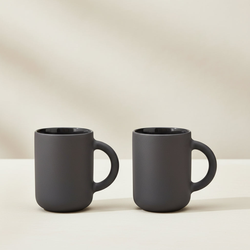 Theo mug, set of 2 - matte black