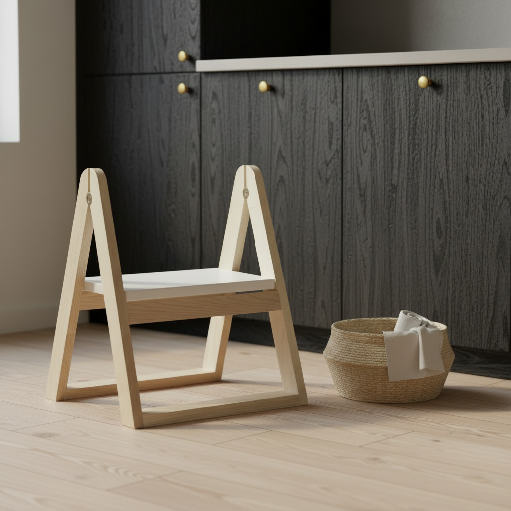 Yakisugi Cabinets with Brass Knobs and Bleach Blonde Floor