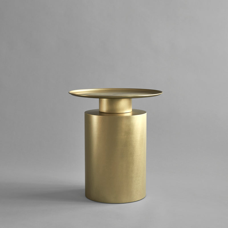 Pillar Coffee Table, Tall - Brass Antique