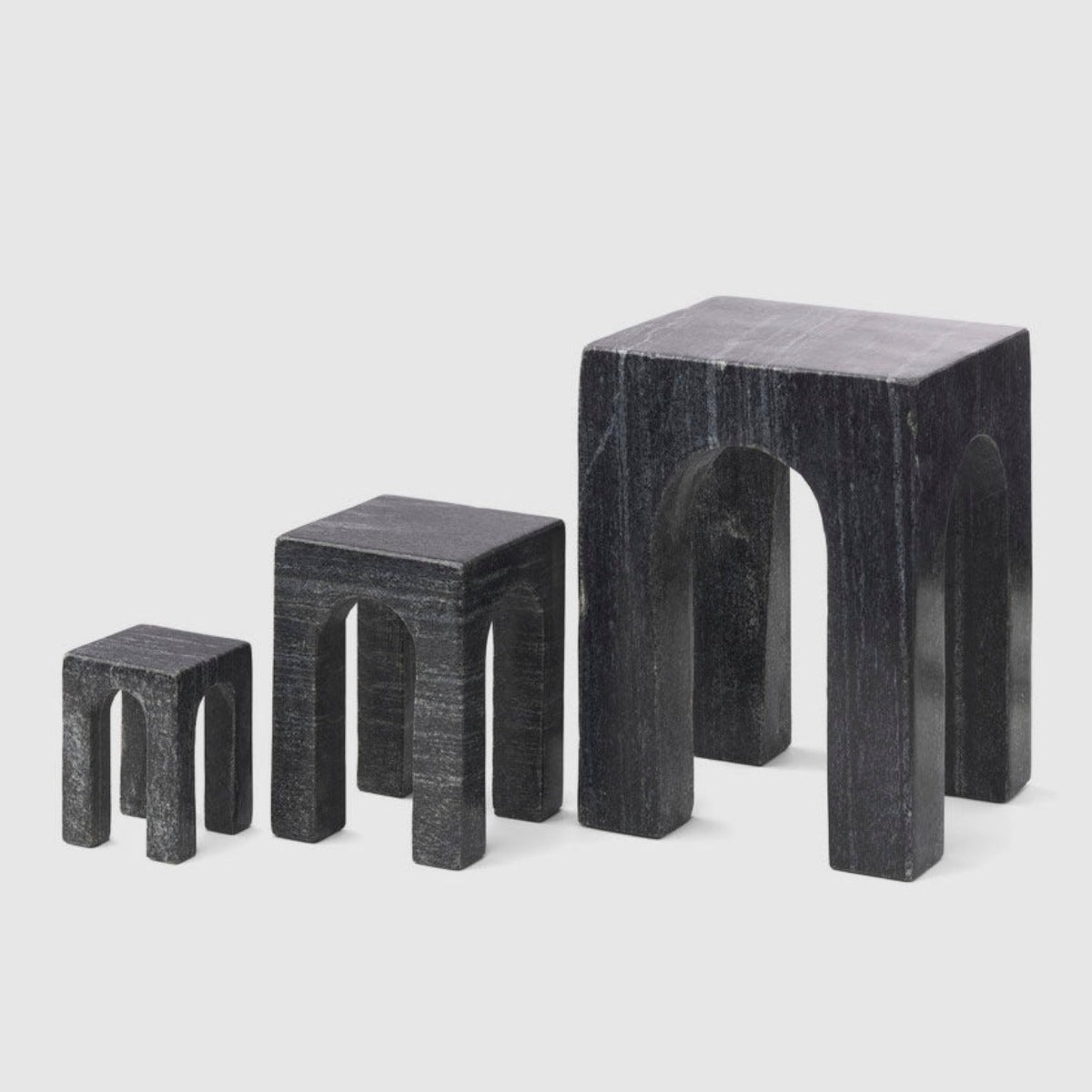 Arkis Bookends/Sculptures - Set of 3, Black Marble