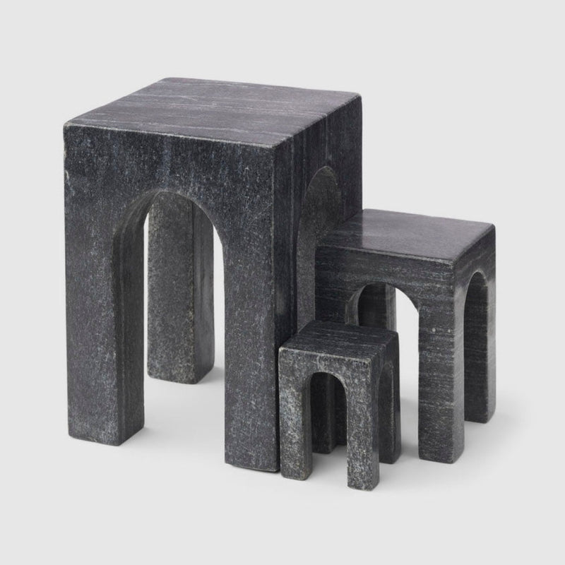 Arkis Bookends/Sculptures - Set of 3, Black Marble