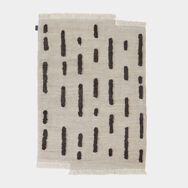 Laine, White + Black - Hand Knotted Rug