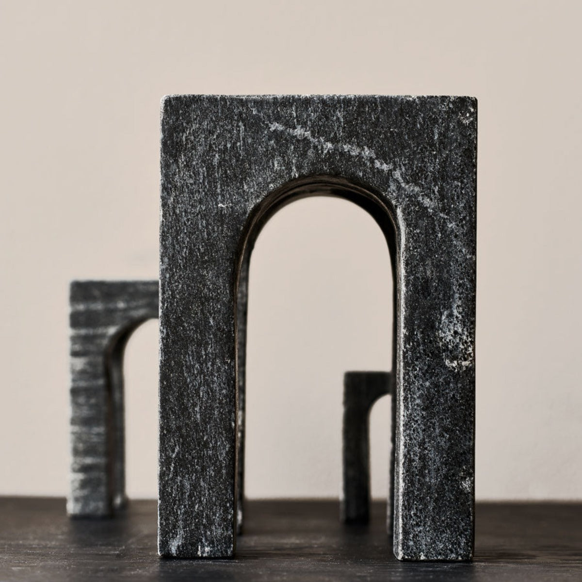 Arkis Bookends/Sculptures - Set of 3, Black Marble